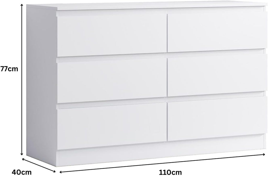 6 Drawer Chest of Drawers Matt White