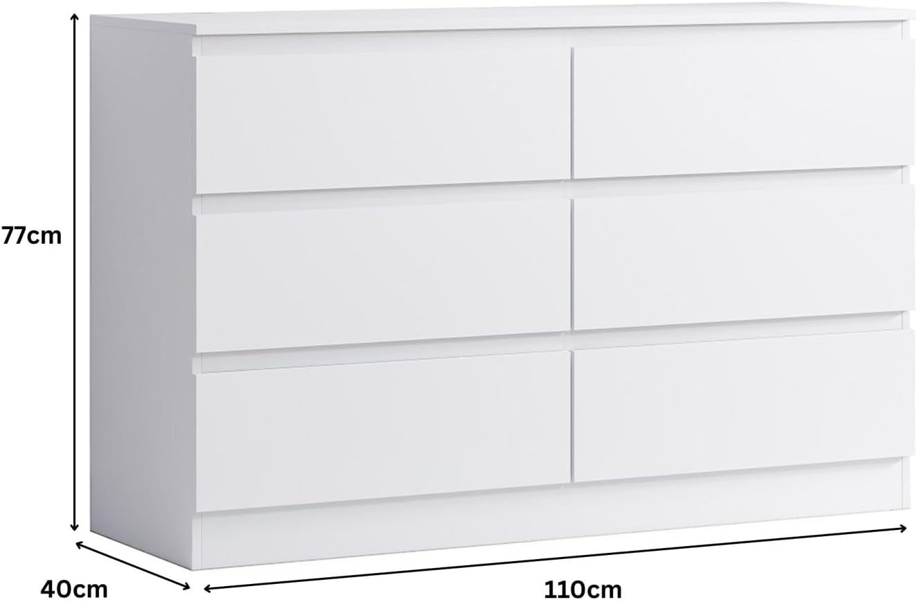 6 Drawer Chest of Drawers Matt White