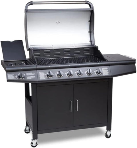 7 Gas Burner 6+1 Barbecue Grill Steel Warming Rack