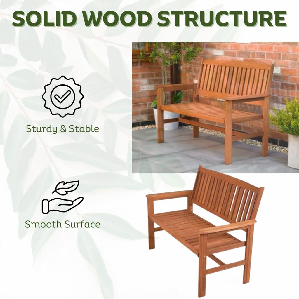 Garden Mile Traditional Wooden Garden Bench Weather Resistant 3-Seater Wooden Garden Furniture Solid Hardwood Construction Indoor &amp; Outdoor 3 seater garden furniture Easy Assemble