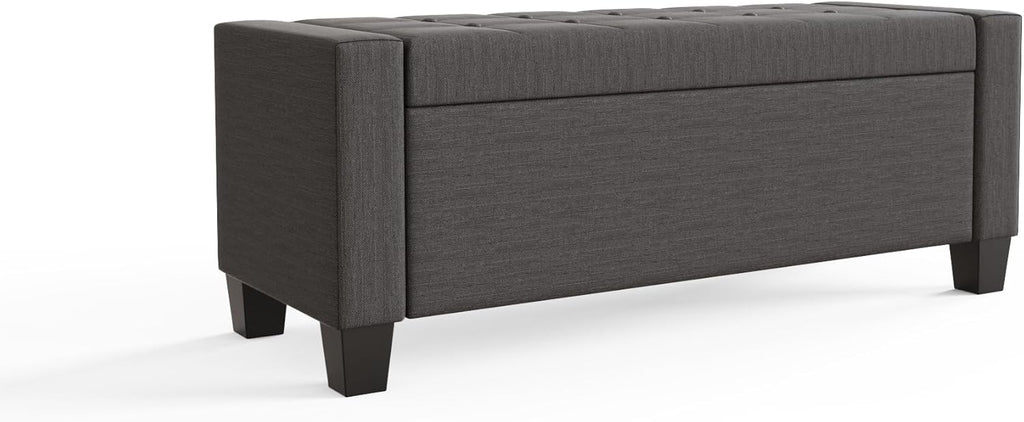 Grey Ottoman Blanket Storage Box