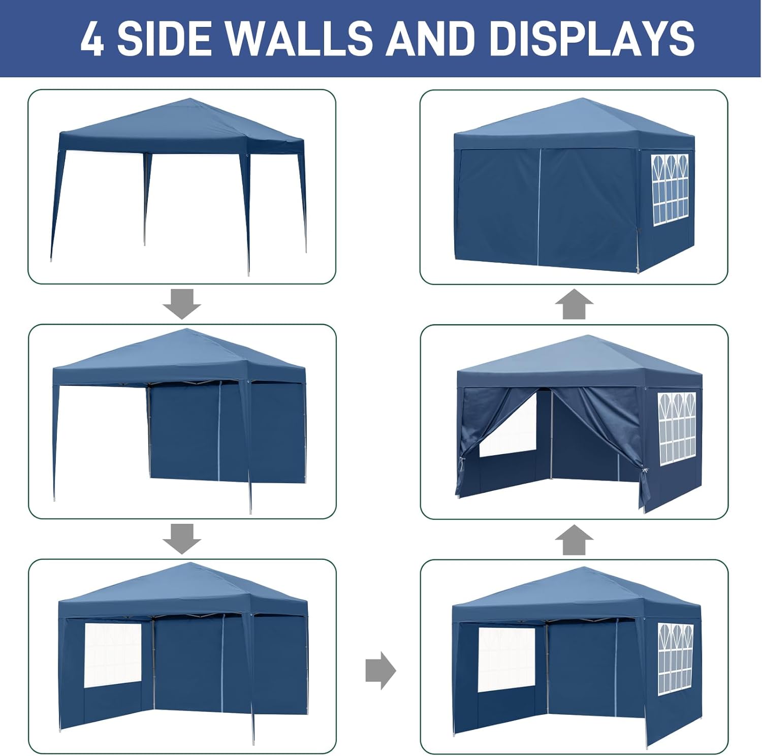 3m x 3m Ez Pop Up Canopy Tent with 4 SideWalls
