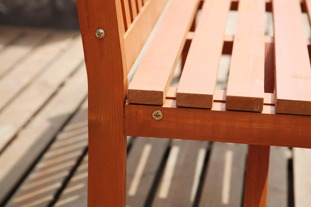 Outdoor Home 3 Seat Chair Garden Porch Bench Indoor Seater Wood Wooden Frame Patio Deck Park Yard Furniture WGB02 Natural