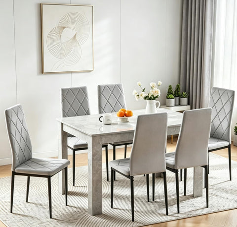 Grey Wood Dining Table and Chairs Set of 6