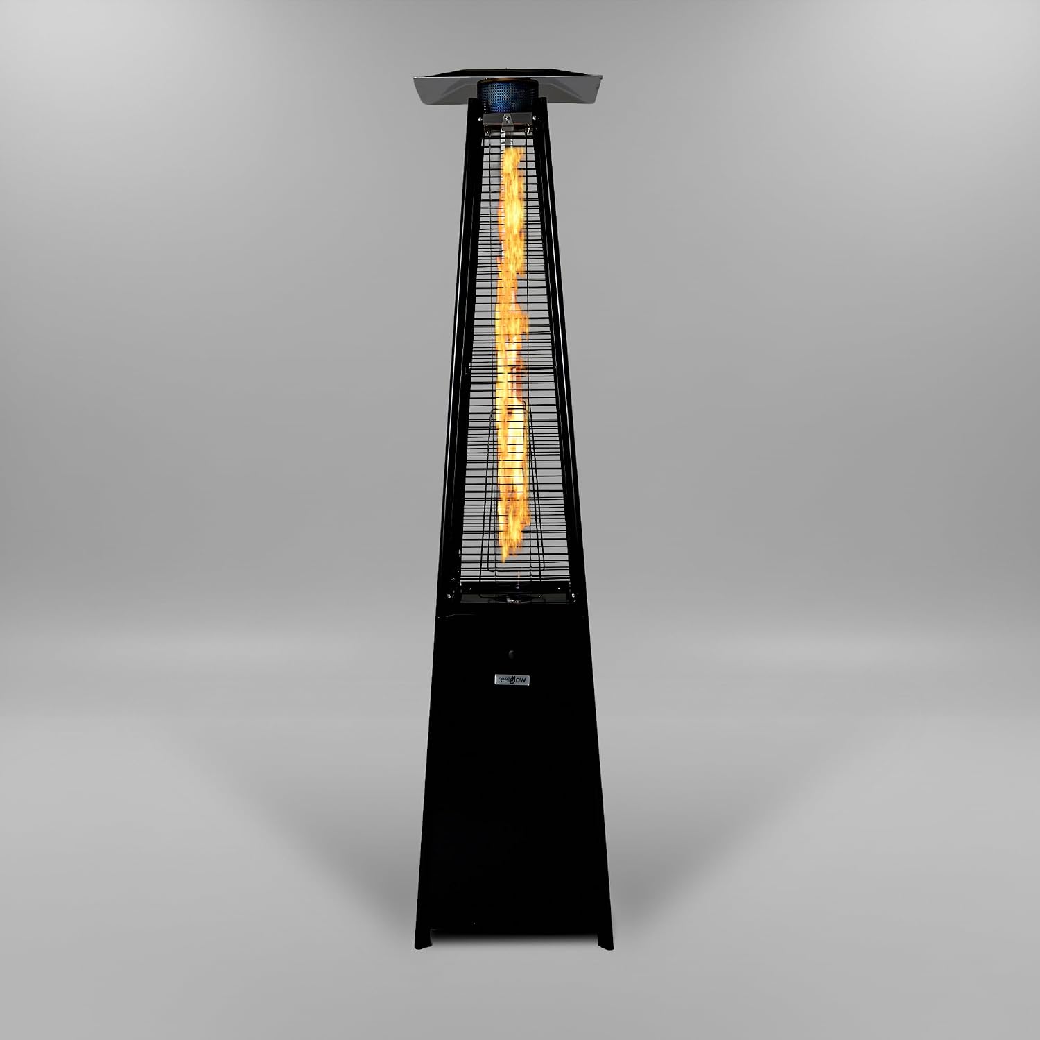 Outdoor Pyramid Patio Heater in Black - 13KW Propane Gas Standing Floor Heater for Outdoors &amp; Gardens - Outside Space Heating for Decking
