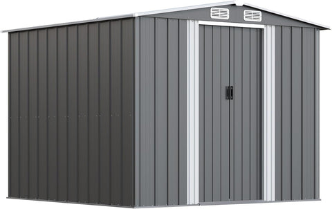 8x7ft Metal Garden Shed with Easy Assembly