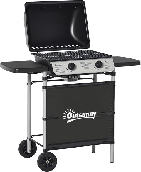 2 Burner Gas BBQ Trolley with Lid
