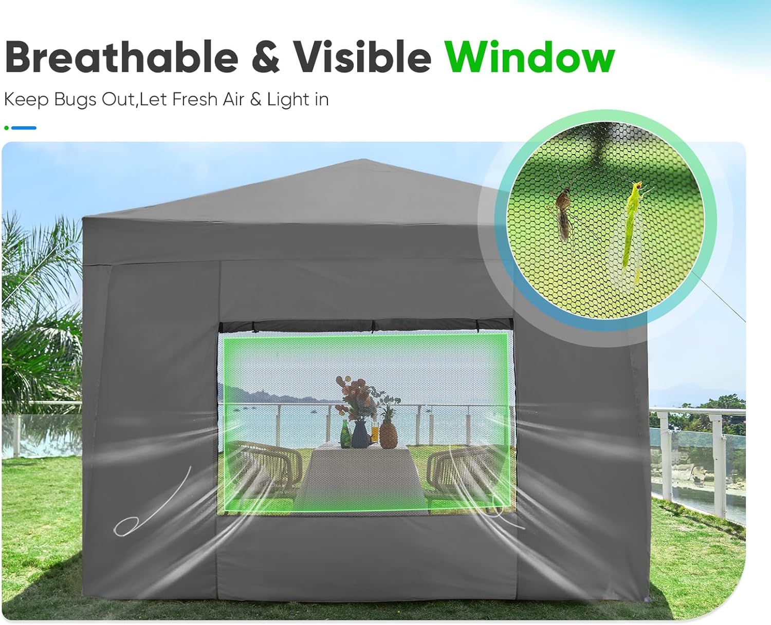 3x3m Pop Up Gazebo with Mesh Window Sides