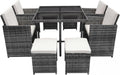 8 Seater Rattan Garden Dining Set with Table