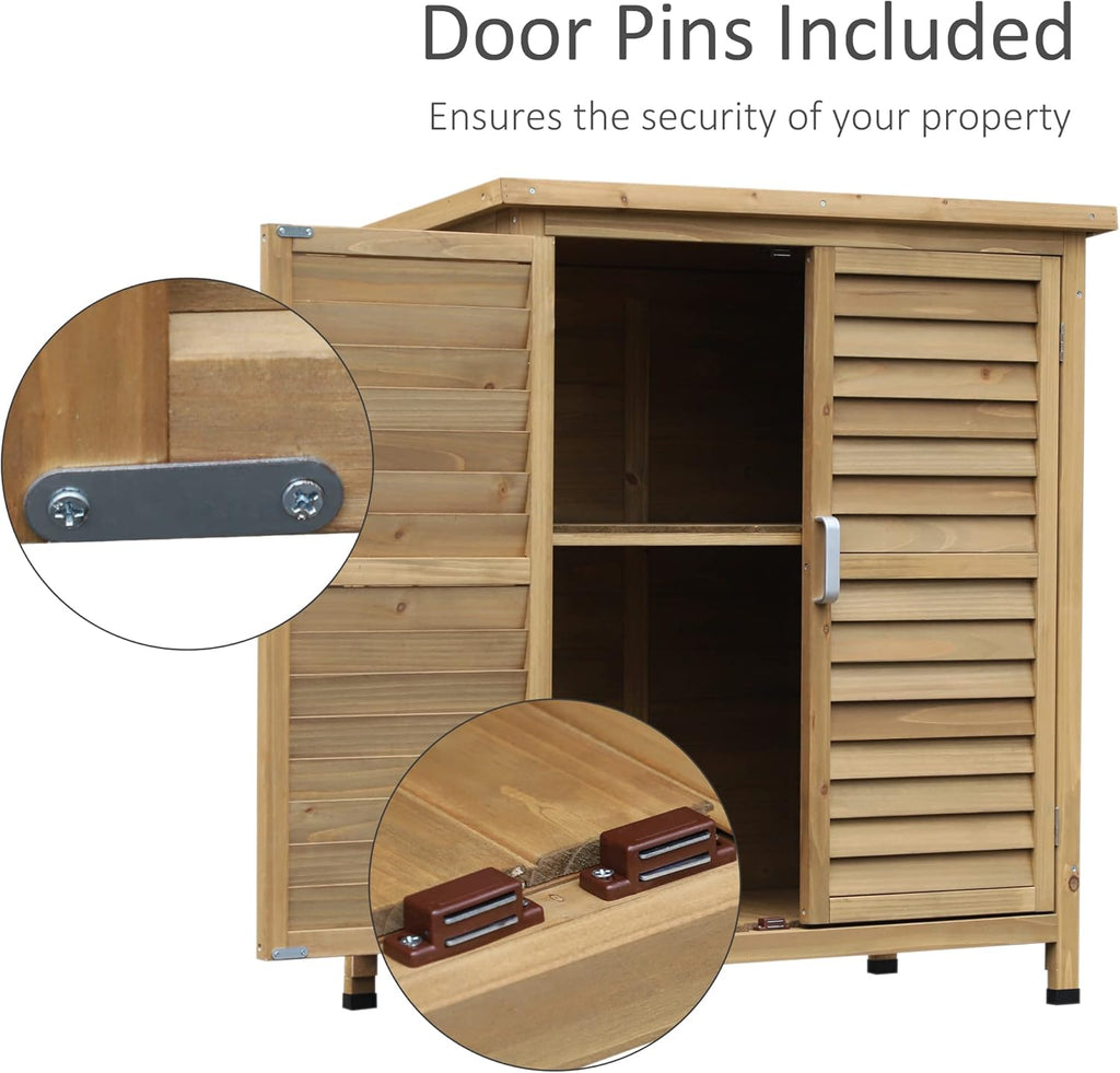 Garden Shed Wooden Garden Storage Shed 2 Door Unit Solid Fir Wood Garage Tool Organisation Cabinet