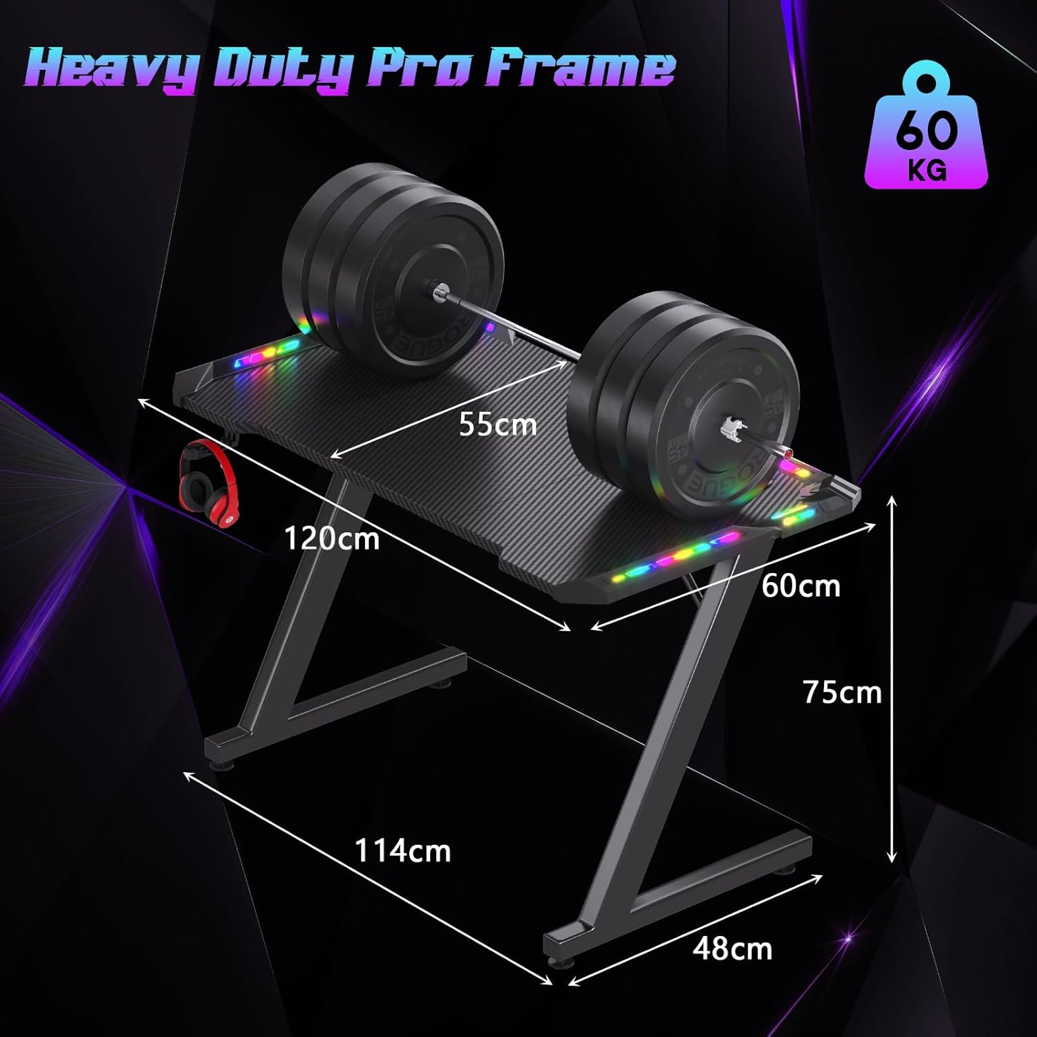 Gaming Desk with LED Lights