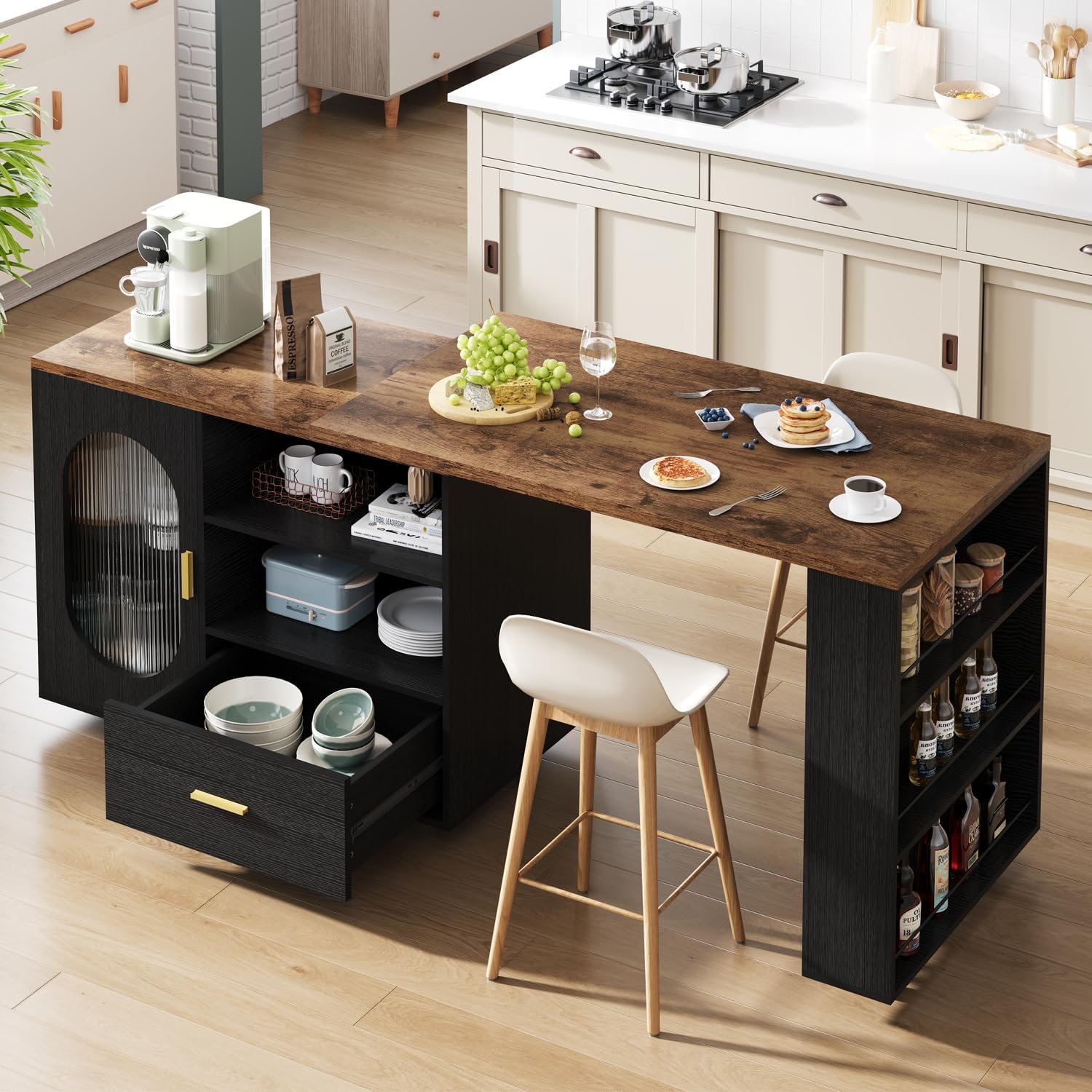 Black Kitchen Island on Wheels