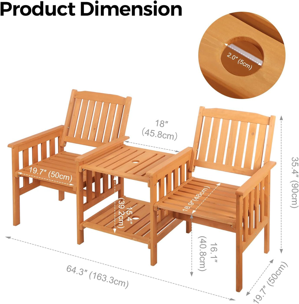 Wooden Outdoor Loveseat