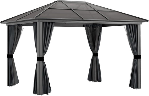 3 x 3.6m Hardtop Gazebo with UV Resistant Polycarbonate Roof &amp; Aluminium Frame