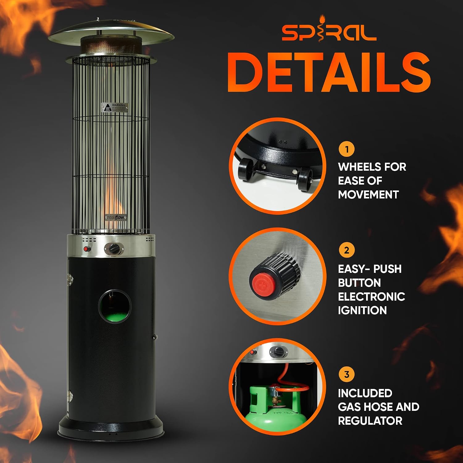 Gas Patio Heater 13.5KW (Black with Black Cover)