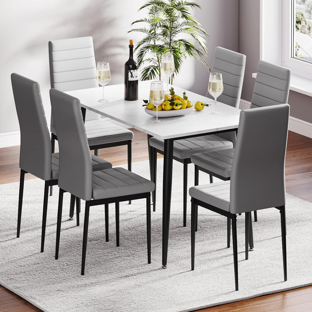 White Dining Table and Chairs Set 6