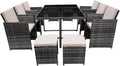 10 Seater Rattan Garden Dining Set with Large Table