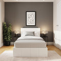 Single White Upholstered Fabric Ottoman Bed Frame