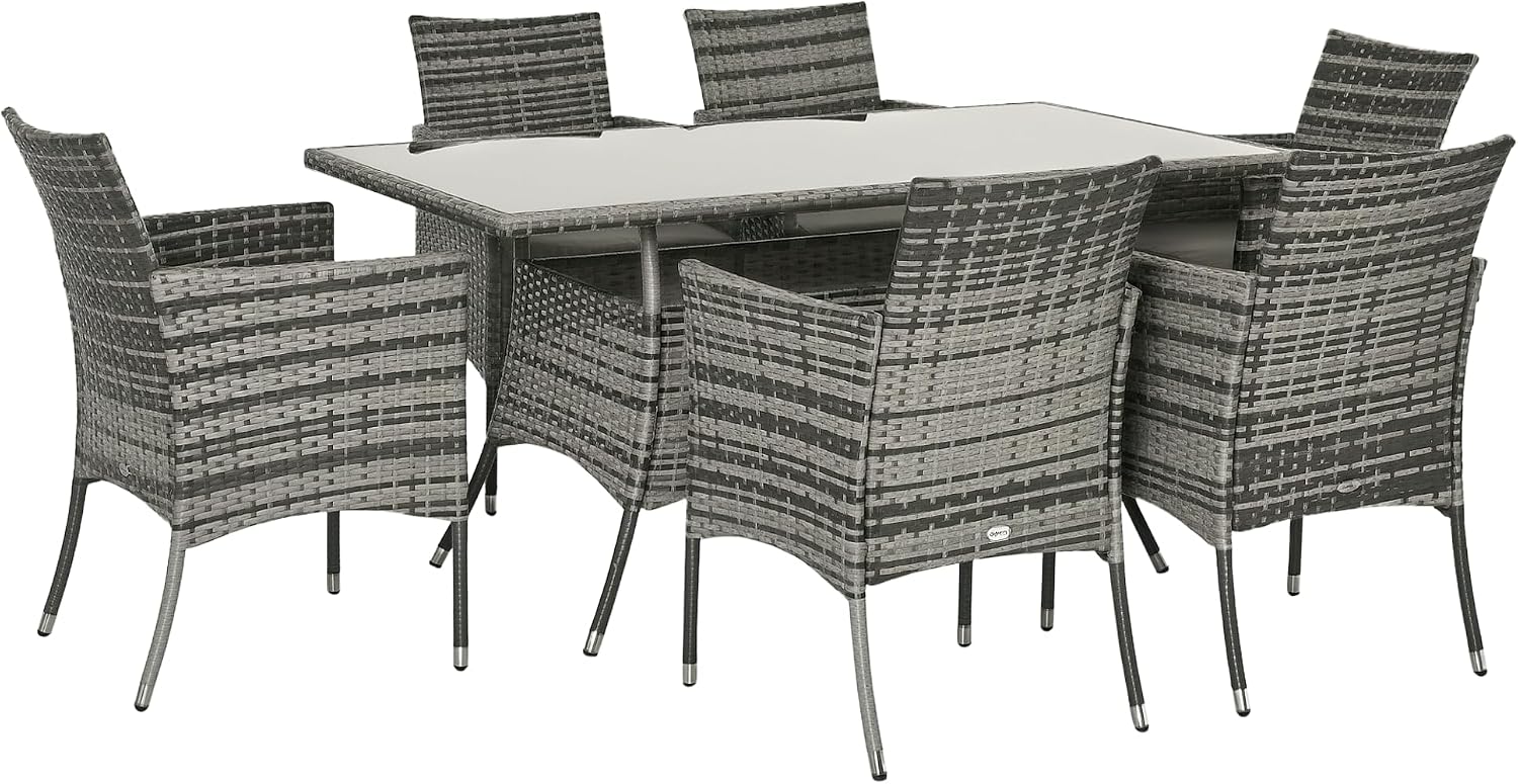 7-Piece Rattan Garden Furniture Set with Cushions