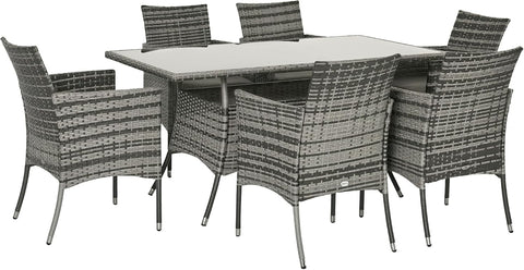 7-Piece Rattan Garden Furniture Set with Cushions