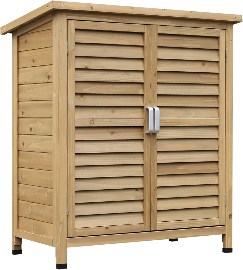 Garden Shed Wooden Garden Storage Shed 2 Door Unit Solid Fir Wood Garage Tool Organisation Cabinet