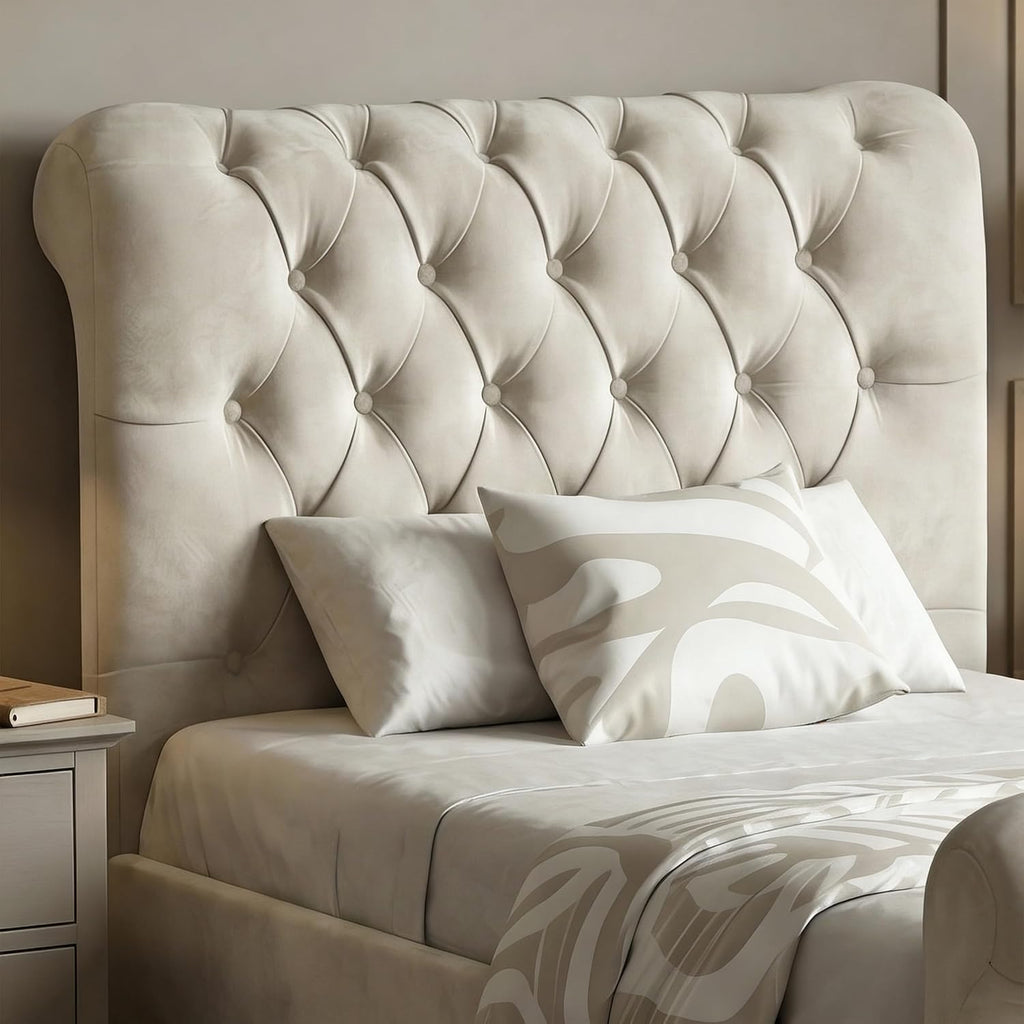 Single Ottoman Bed Frame - 3ft Upholstered Velvet Storage Bed with Gas Lift Side Opening