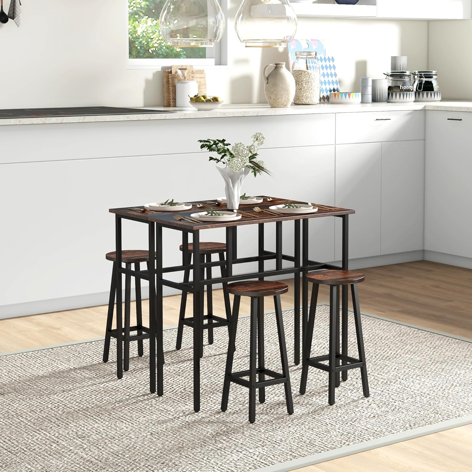 6-Piece Breakfast Bar Table and Stools Set