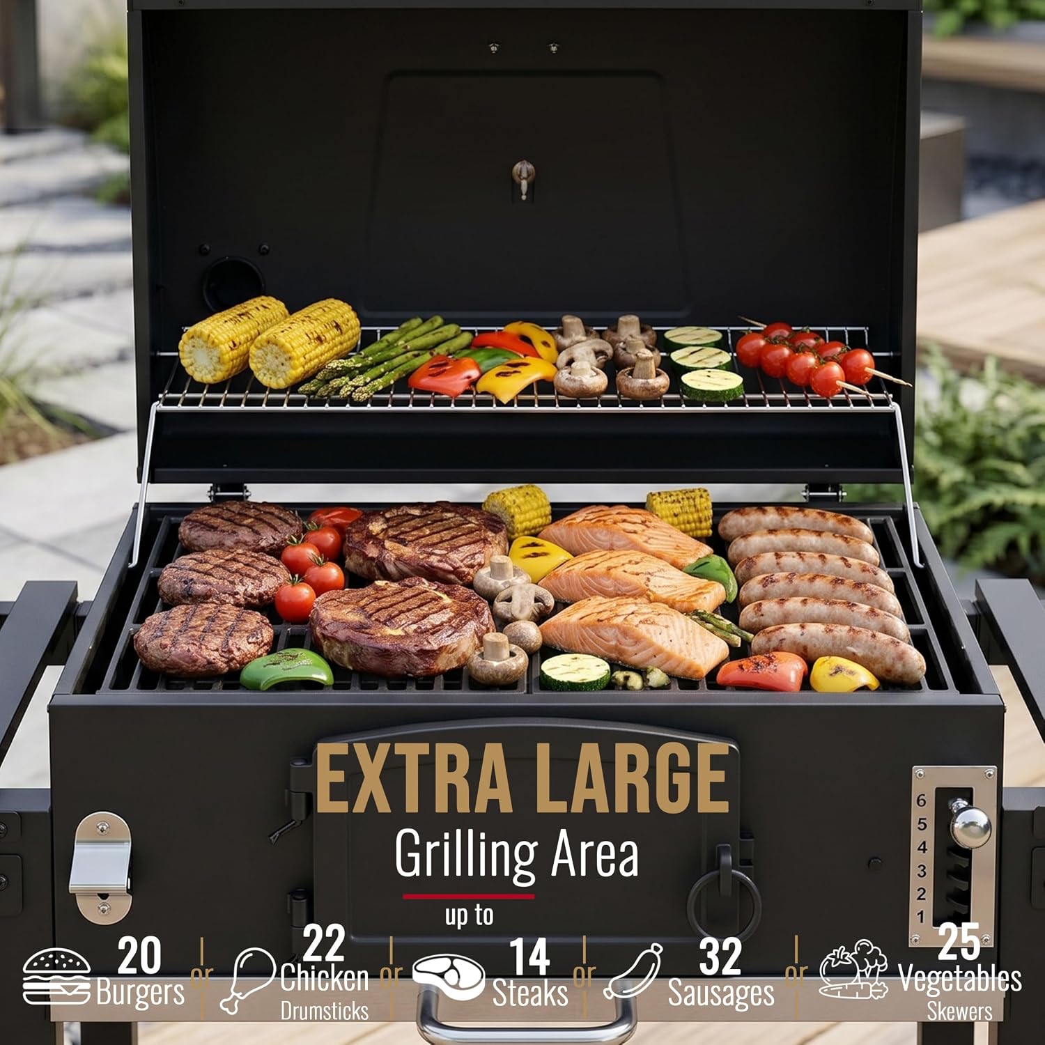 Outdoor XXL Smoker Barbecue Charcoal Portable BBQ Grill