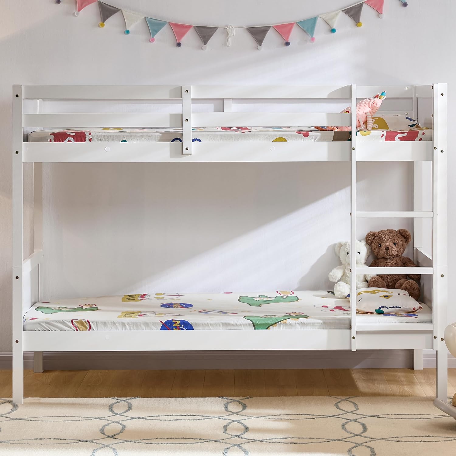 Bed Detachable Kids Children Single 3ft Bed Frame Pine Wood (White)