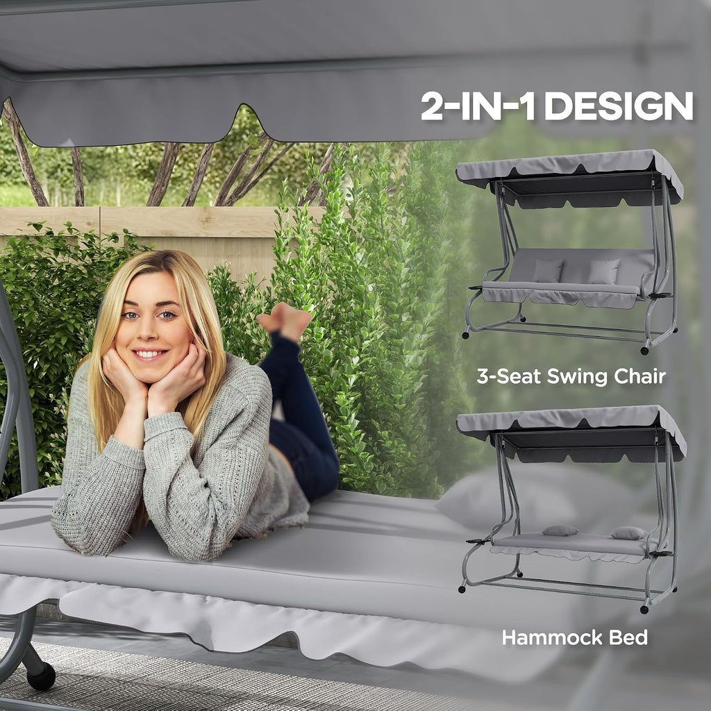 2-in-1 Garden Swing Seat Bed