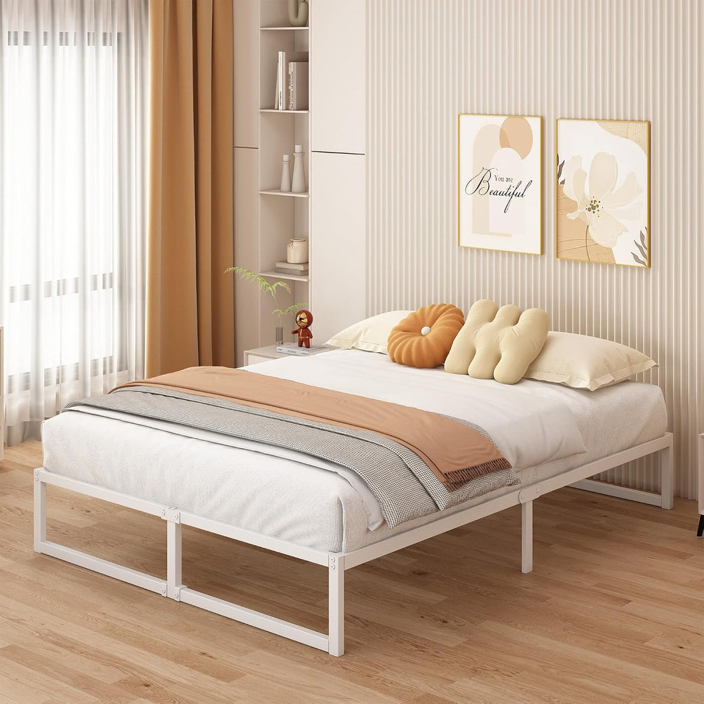 King Size Bed Frame 150x200 cm Metal Platform Bed King with Steel Slat Support
