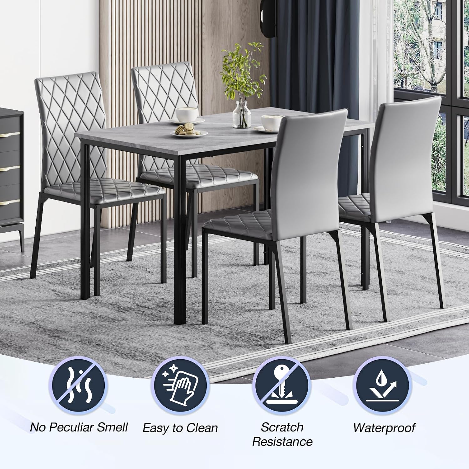 Hello-5ive Dining Table and Chairs Set 6