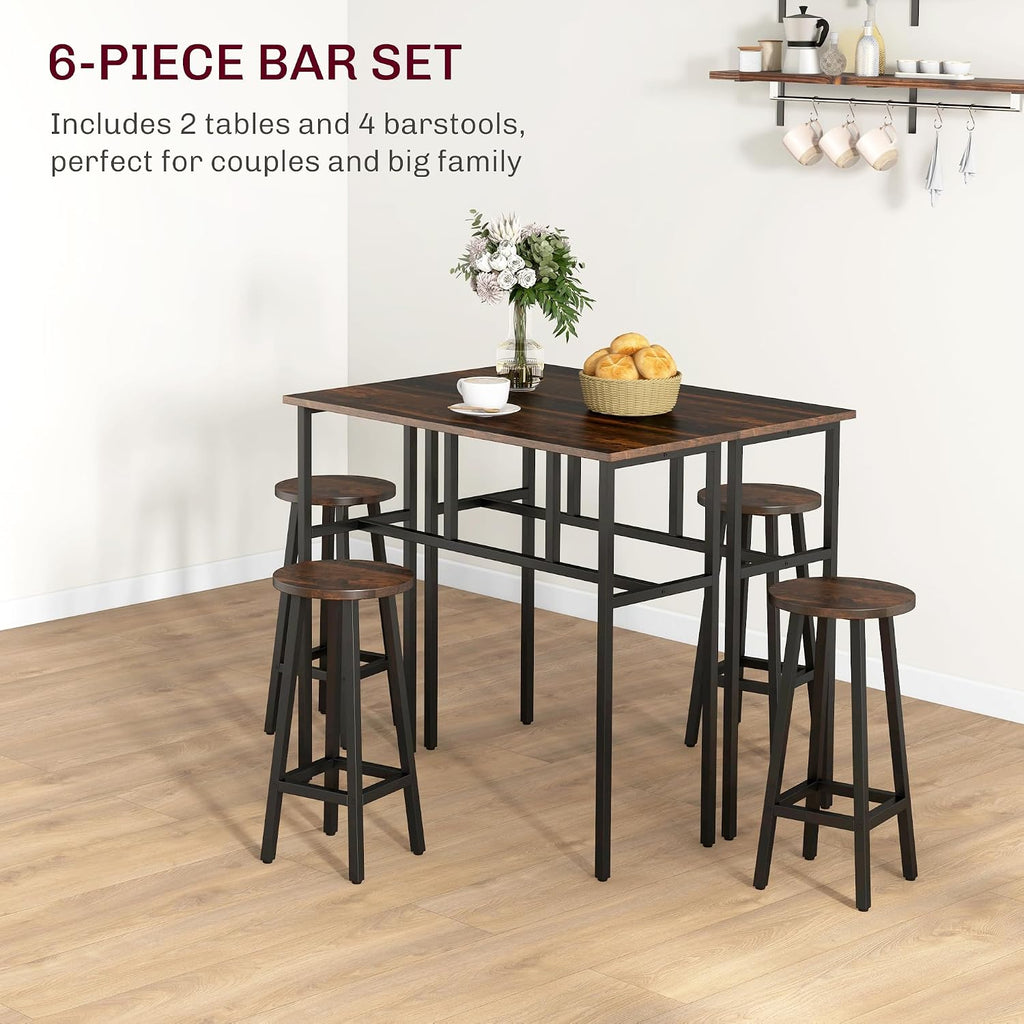 6-Piece Breakfast Bar Table and Stools Set