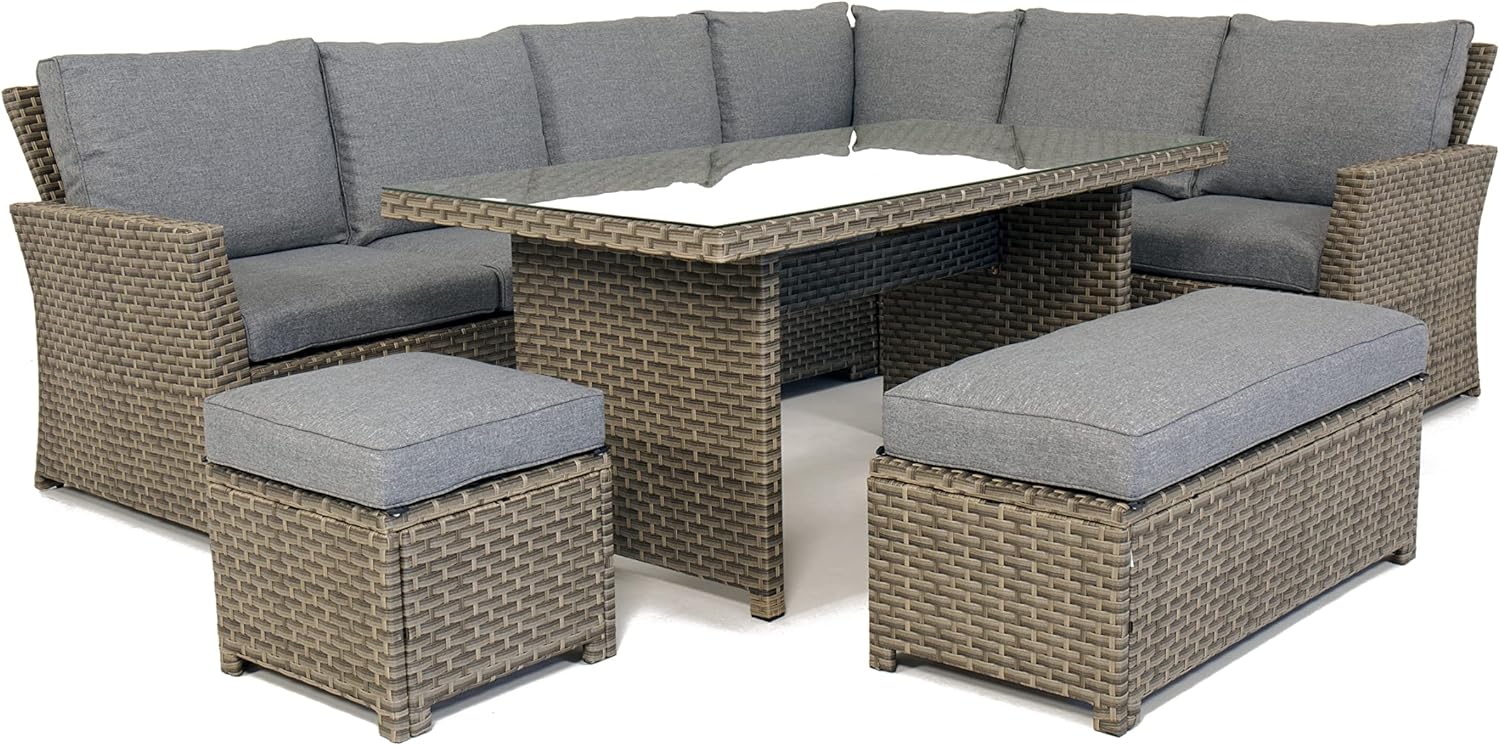 9 Seat Corner Rattan Wicker Garden Lounge Set with Cushions