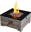 Outdoor Rattan Gas Fire Pit Table