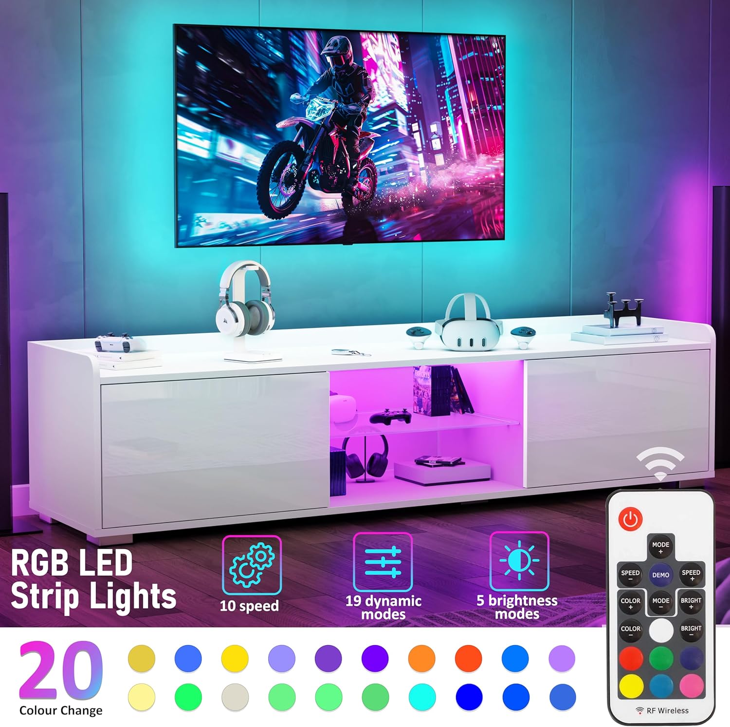160cm Large White TV Unit