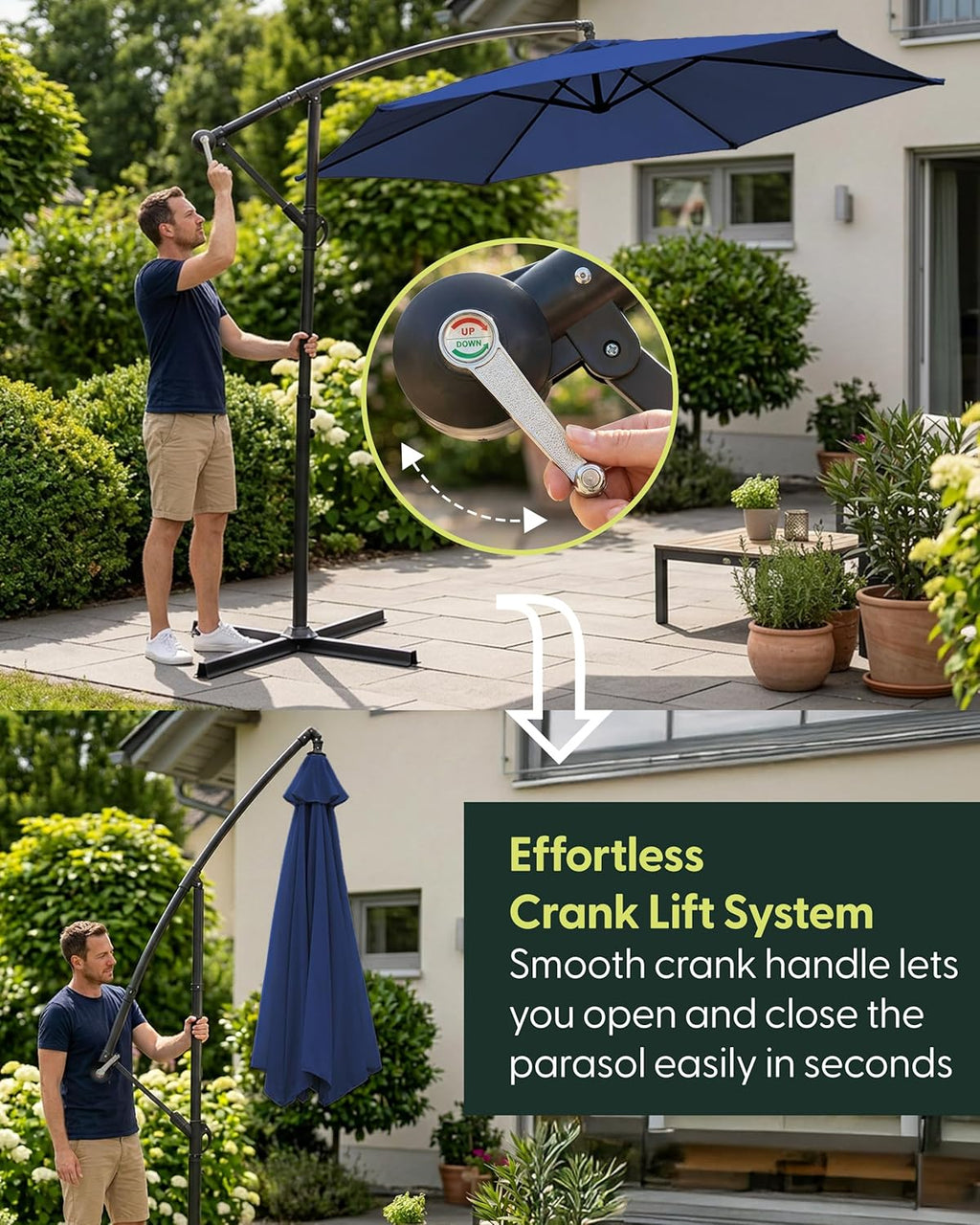 3M Cantilever Garden Parasol with 4pc Fillable Base Set