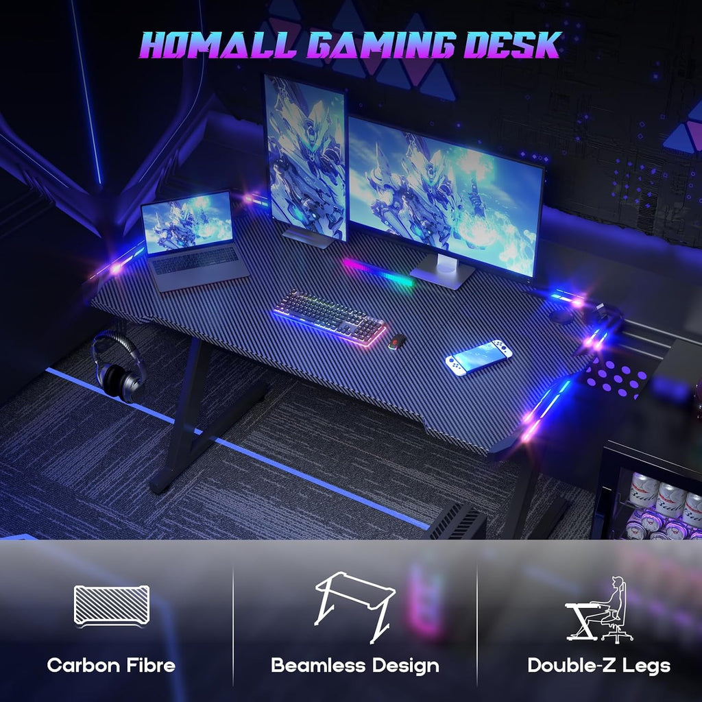 Gaming Desk with LED Lights