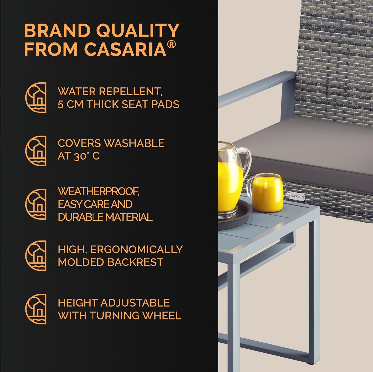 3pc Garden Furniture Lounge Set