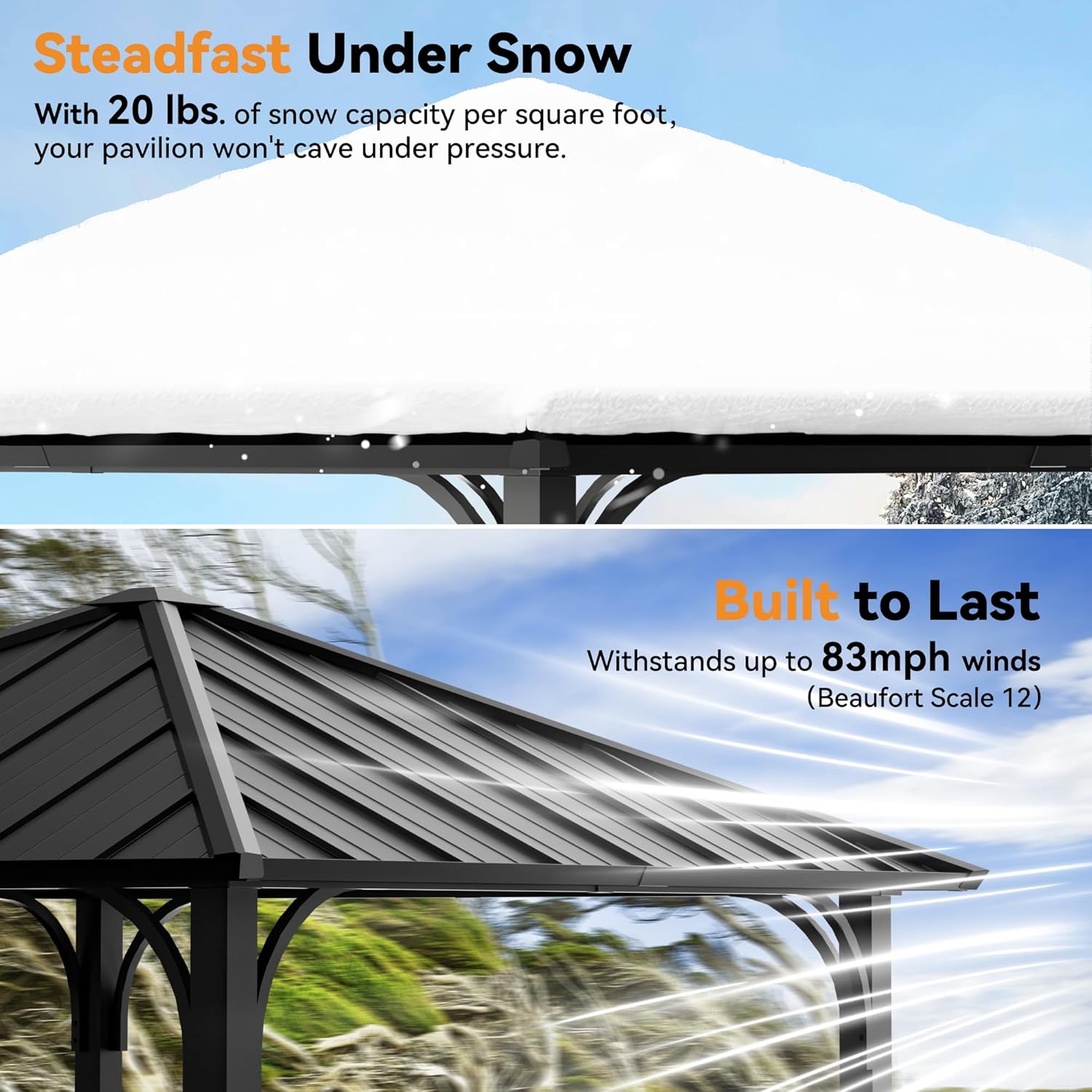 2.5 x 2.5m Hardtop Gazebo with Galvanized Steel Roof &amp; Detachable Curtains