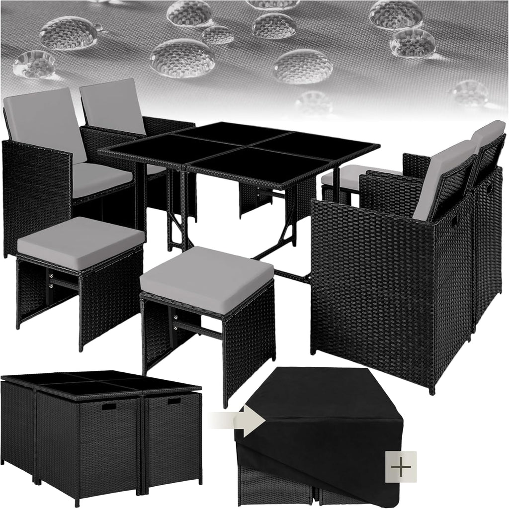 Polyrattan Garden Furniture Set with Aluminium Base