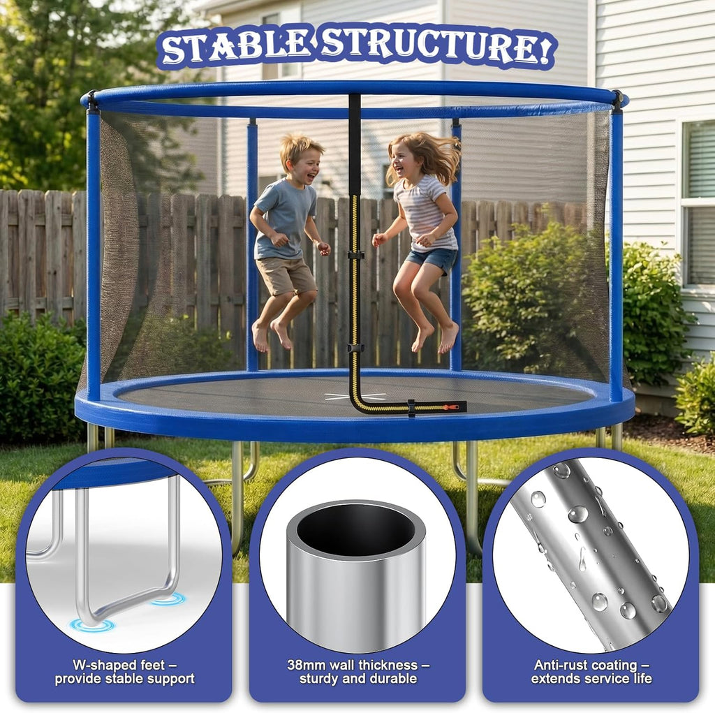 6/8/10/12ft Outdoor Trampoline with Safety Enclosure Net - Complete Outdoor Garden Trampoline for Kids &amp; Adults Spring Tool Home Fitness Family Play Equipment