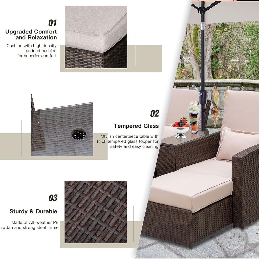 Double Rattan Sun Lounger