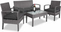 4 Piece Rattan Garden Furniture Set