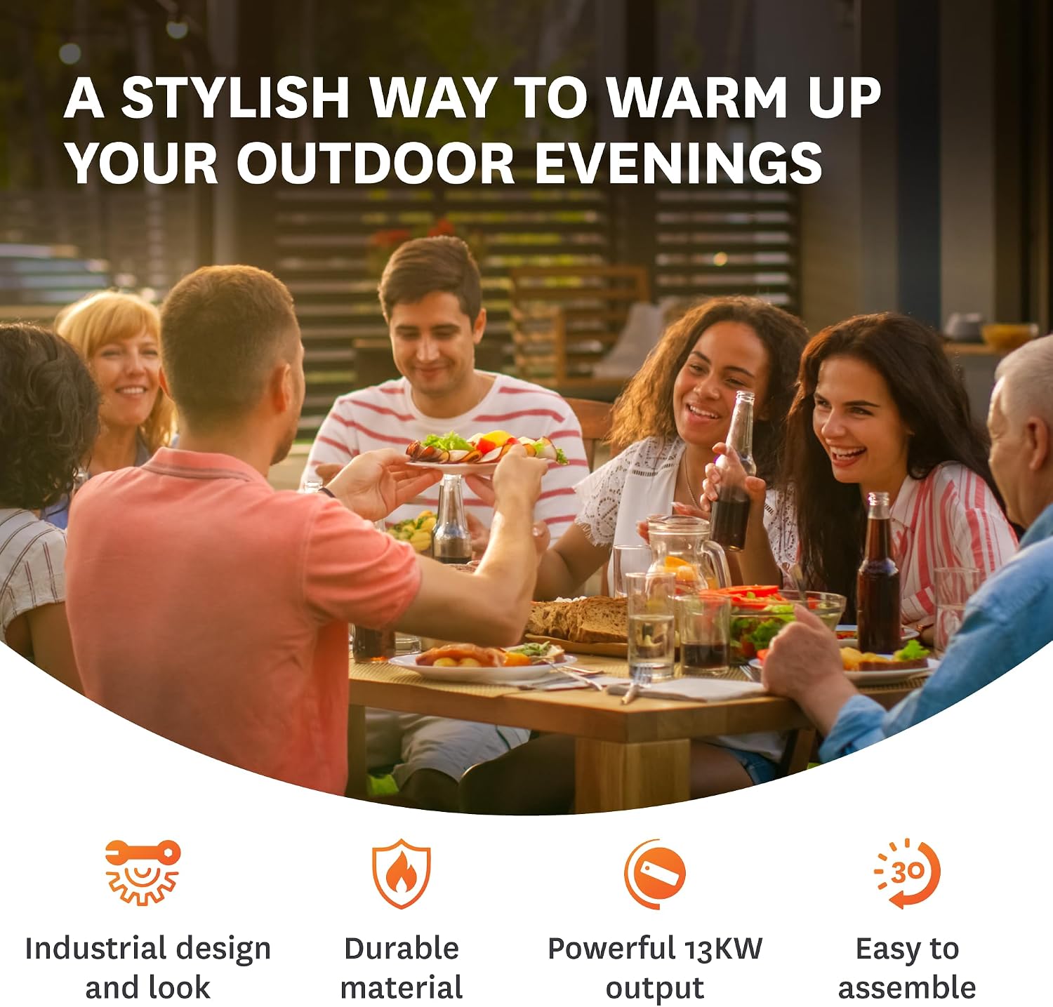 Umbrella Gas Patio Outdoor Heater - Heat Adjustable 13KW - Easy Ignition
