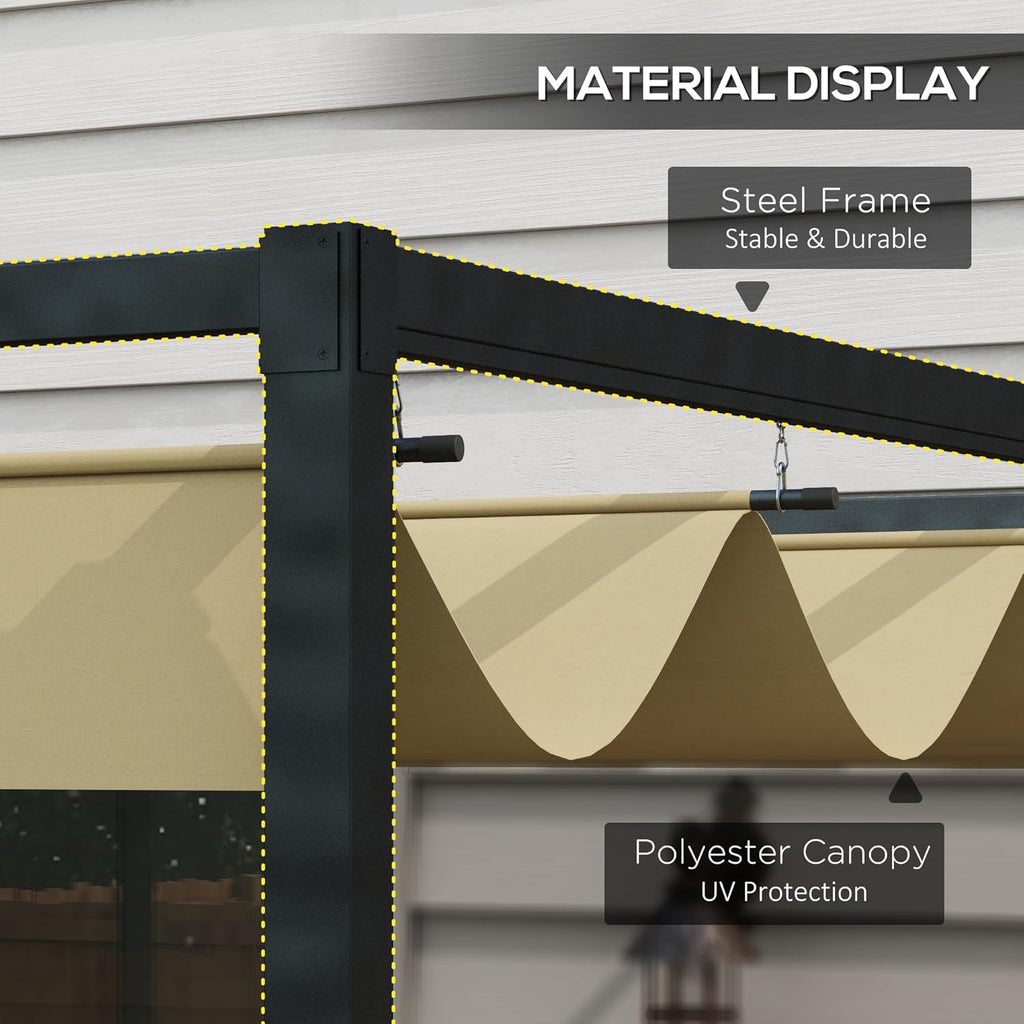 3 x 2m Metal Outdoor Pergola with Retractable Roof