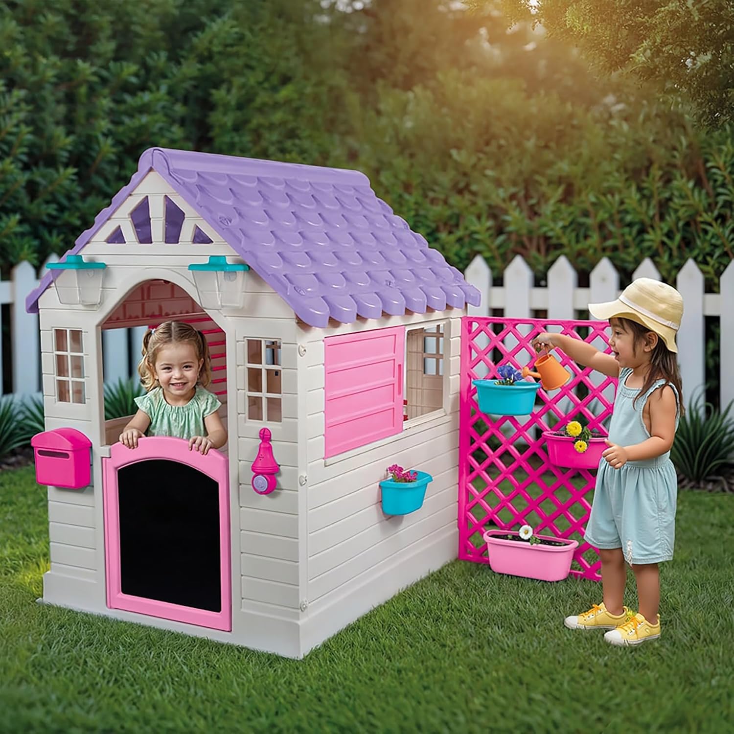 Playhouse with Electronic Doorbell For Children From 2 Years Garden Toy For Kids Garden Toys Playhouse Kids Outdoor Indoor Plastic House Toddler Garden Toys