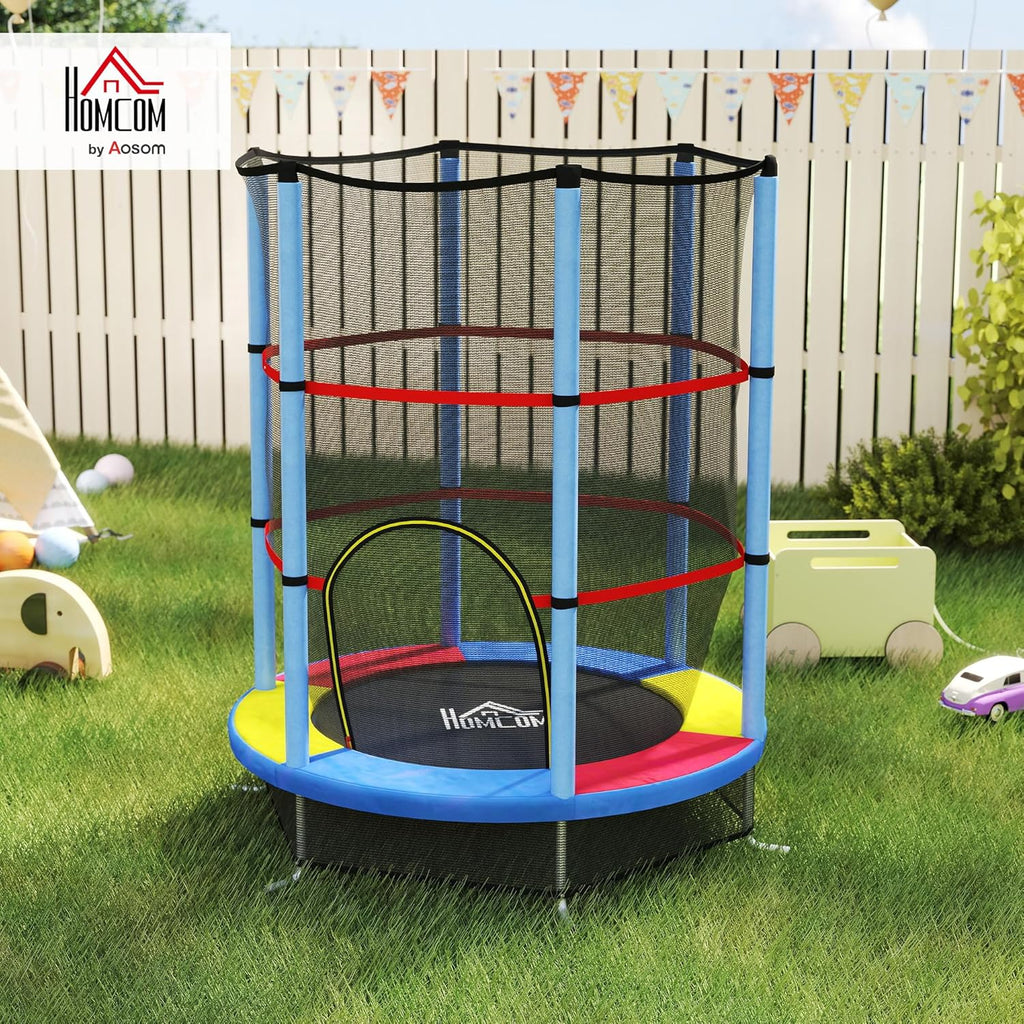 4.6FT Kids Trampoline for Toddlers Outdoor Indoor w/Enclosure Net