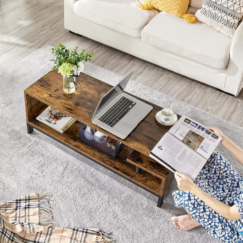 Industrial-Style TV Stand with Open Storage Shelves
